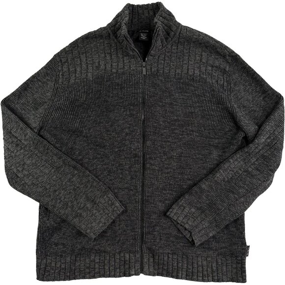 Calvin Klein Jeans Dark Academia - Preppy Full-Zip Ribbed-Knit Sweater – XXL - Picture 1 of 14